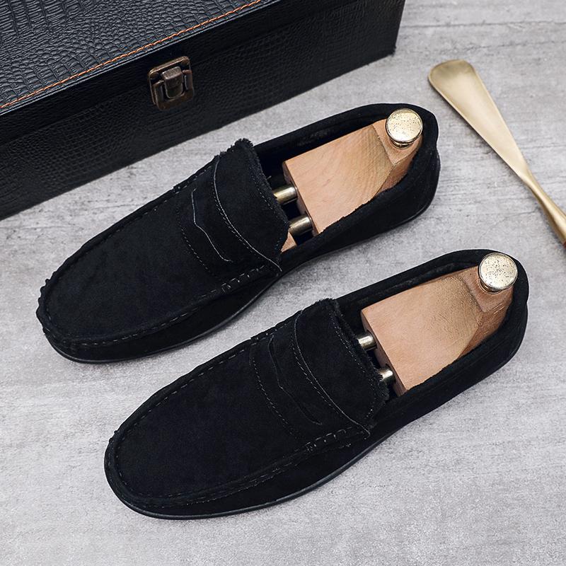 Suede Men Casual Shoes Winter Plush Warm Slip-on Mens Driving Shoes Luxury Comfort Men Loafers Mens Lazy Shoes Moccasins