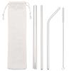 Gold Reusable Straw 304 Stainless Steel Sharp Straw Metal Drinking Straws with Cleaner Brush for Bubble Tea Smoothie Milkshake
