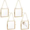 4 Stuks Wandhanger Messing Dubbel Klapbaar Fotolijsten, met Glazen Raam, voor Huisdecoratie, Gouden, Vierkant, 118mm