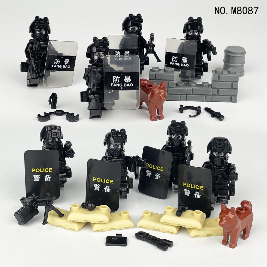 160 Black Swat Weapon Shield M8003 Human Military Doll Model Small Particle Fight