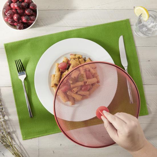 2Pcs Food Cover Heavy Duty Stainless Steel Fine Mesh Portable Handle Round Dustproof Multifunctional Table Outdoor Picnic