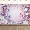Boho Pink Floral Butterfly Tapestry Flower Wall Hanging Backdrop for Aesthetic Room Decor, Bridal Shower and Party