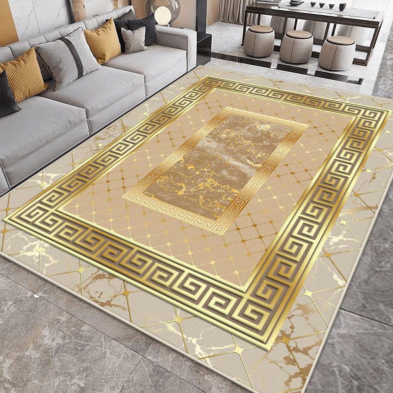 Big Size Non-slip Home Decoration Luxury Carpet for Living Room Golden Border Washable Gaming Room Decor Rug Soft Sofa Table Mat