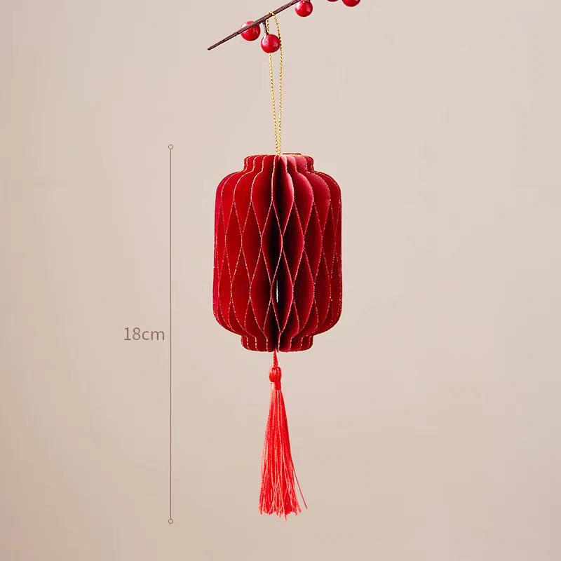 Red Lantern Pendant for Festival and Home Decoration, New Year s Day and Lantern Festival Celebration, Red Honeycomb Design 10cm 110G Honeycomb Ball New Year Pendant