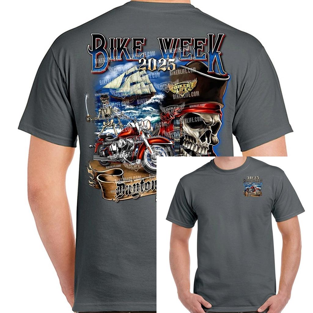 New 2025 Bike Week Daytona Beach Shipwrecked Pirate Tshirt Highend Luxury Unisex Style Both Of Men And Women