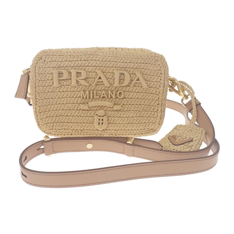 PRADA  1BH196 Shoulder Bag natural/beige Raffia/leather Women