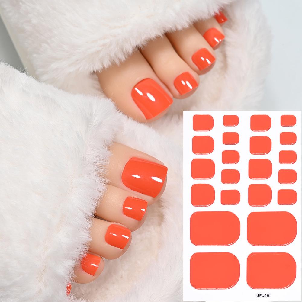 22tips Solid Bake Free Gel Toe Nail Strips Naked Color Black Adhesive Pink Red Polish Gel Nail O4P0