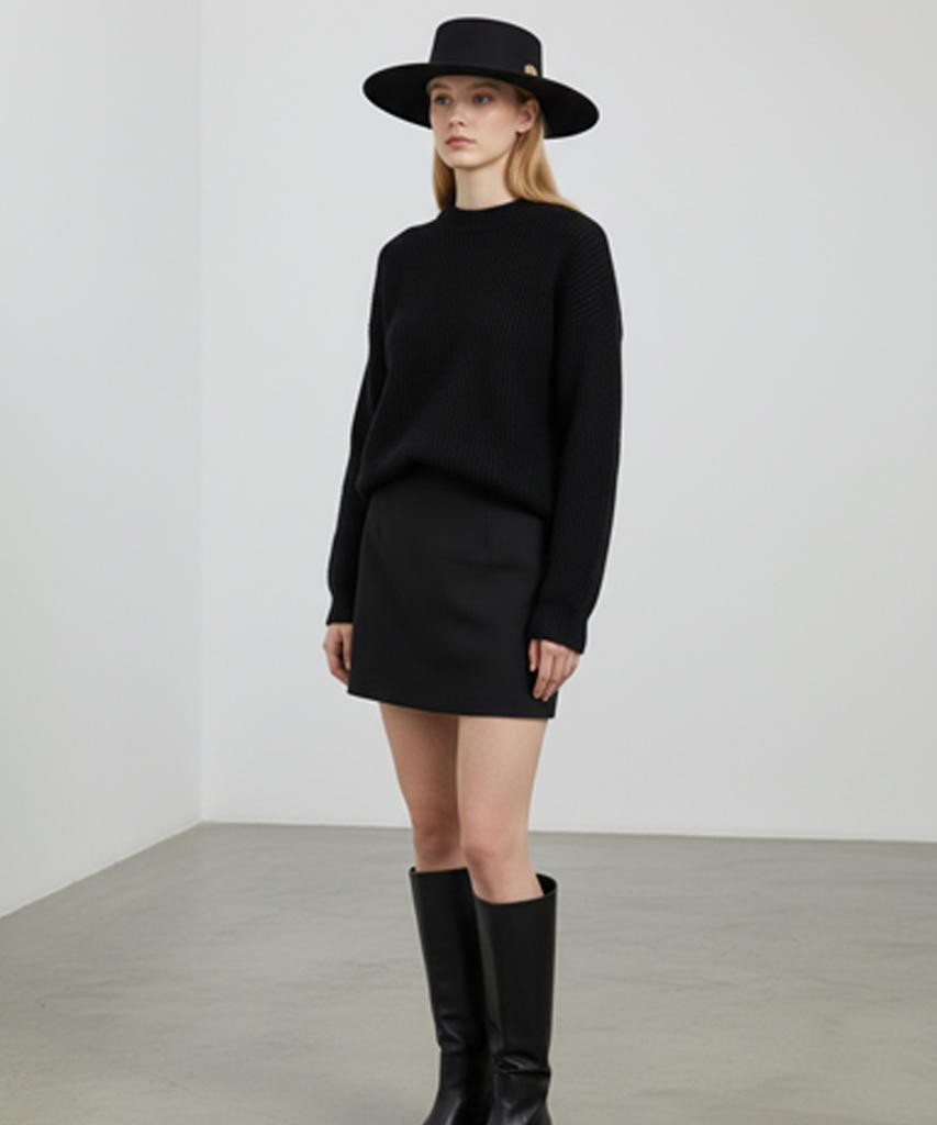 Yunibeosyeolkemiseuteuli Poly Black Flat Fedora