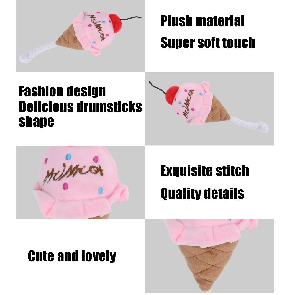 Indoor Play Pink & Blue Ice Cream Dual Color Food Shape Squeaky Pet Realistic Look Soft Food Shaped For Dog