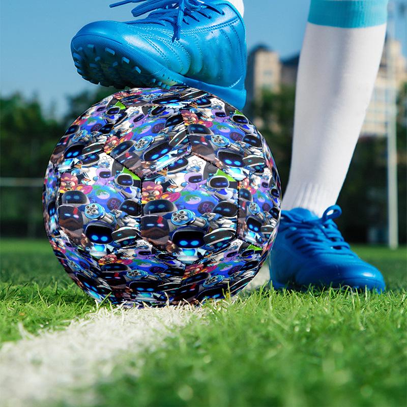 Cosmic Bot Crew Print Size 5 Soccer Ball, PU Wear Resistant Football for Match Training and Daily Practice, Birthday Gift for Soccer Fans