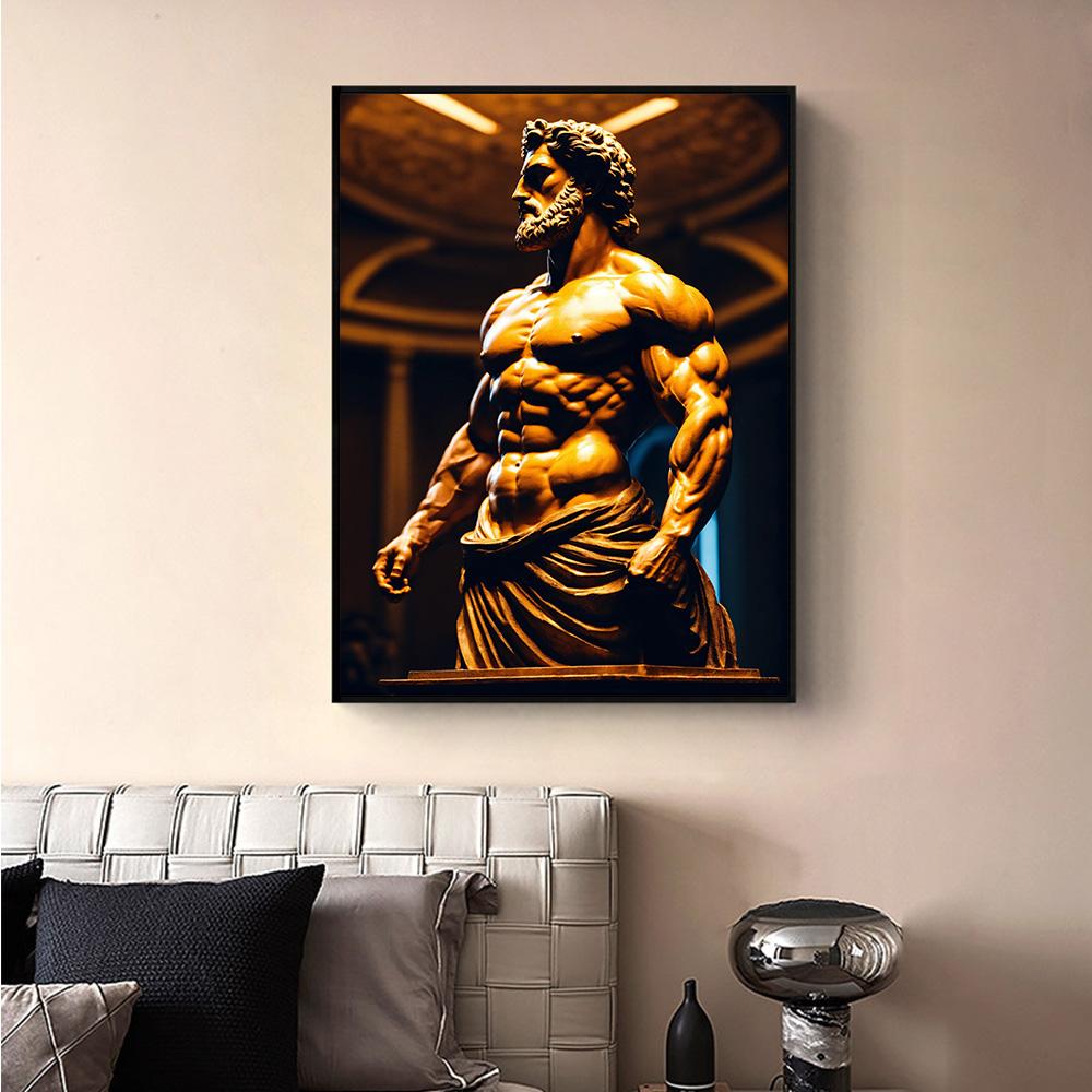 Stone Gold Statue Muscular Greek God Statue Prints Poster Canvas Painting Modern Wall Art Picture Living Room Bedroom Home Decor