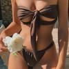 2Pcs/Set Split Bikini Floral Print Bandage Sexy Low Cut Slim Swimwear for Swimming