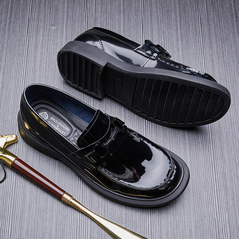 Sleeve Feet Lazy Shoes Men'S Shoes Casual Trend Patent Leather Loafers One Pedal Small Leather Shoes Men