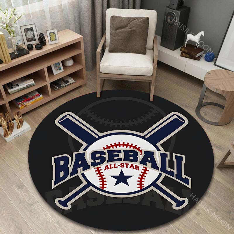 Multiple Sizes Baseball Art Print Round Carpet Living Room Bedroom Table Chair Sofa Decorative Carpet Luxury Gifts