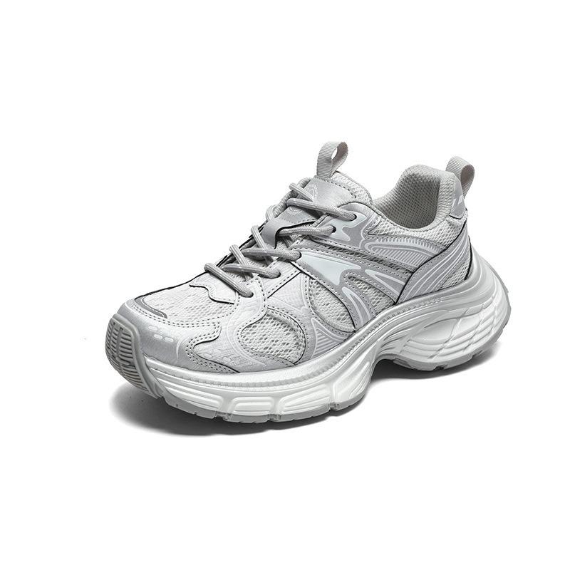 

Женские кроссовки на толстой подошве, весенние новинки, кожаные сетчатые дышащие и универсальные, легкие, модные, повседневные спортивные кроссовки 40 серебряный