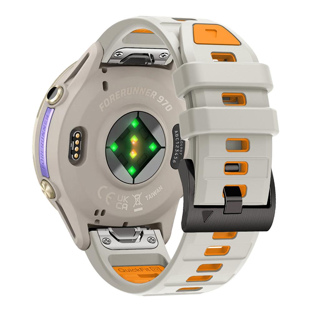 QuickFit 22mm Two-Tone Silicone Band For Garmin Forerunner 970 965 955 Solar 945 935 745 Descent G2 Fenix E Watch Strap Bracelet