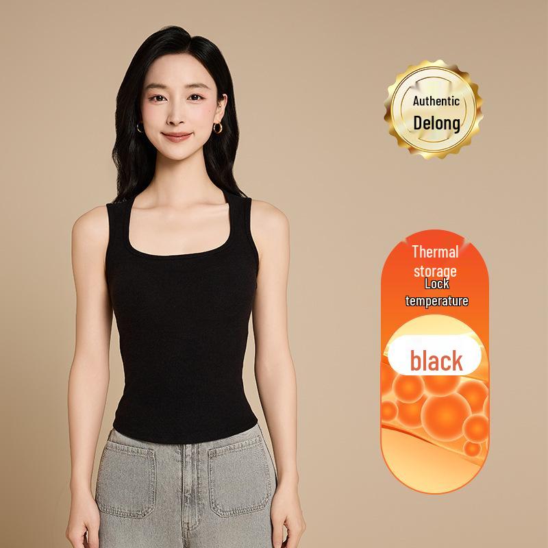 

Women s Plus Size Seamless German Velvet Vest - Cozy Thickened Layer for Autumn & Winter XL (120-135 lbs) чёрный