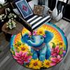 Elephant Round Area Rug,Carpet Rug for Living Room Bedroom Sofa Playroom Decor,Non-slip Floor Mat