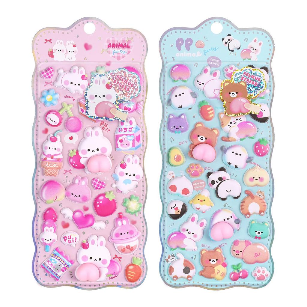 Set of 2 3D Butt Cute Pukupuku Animal Decorative Squishy DIY Decorations for and Gifts Stickers, Stickers, Girls, Diaries, Notebooks, Smartphones,