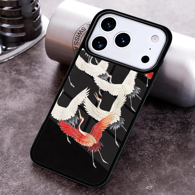 Art Crane Waves Phone Case For iPhone 17 16 15 14 13 12 11 Pro Max Plus 17Air Soft Silicone Cover