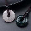Peace Buckle Necklace Natural Stone Crystal Agates Doughnut Pendant For Girls Women Birthday Gift Chain 32CM