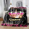 1pc. Glittery Queen Crown Leopard Print Blanket - Perfect for Home, Office, Outdoor Use, Gift Idea,