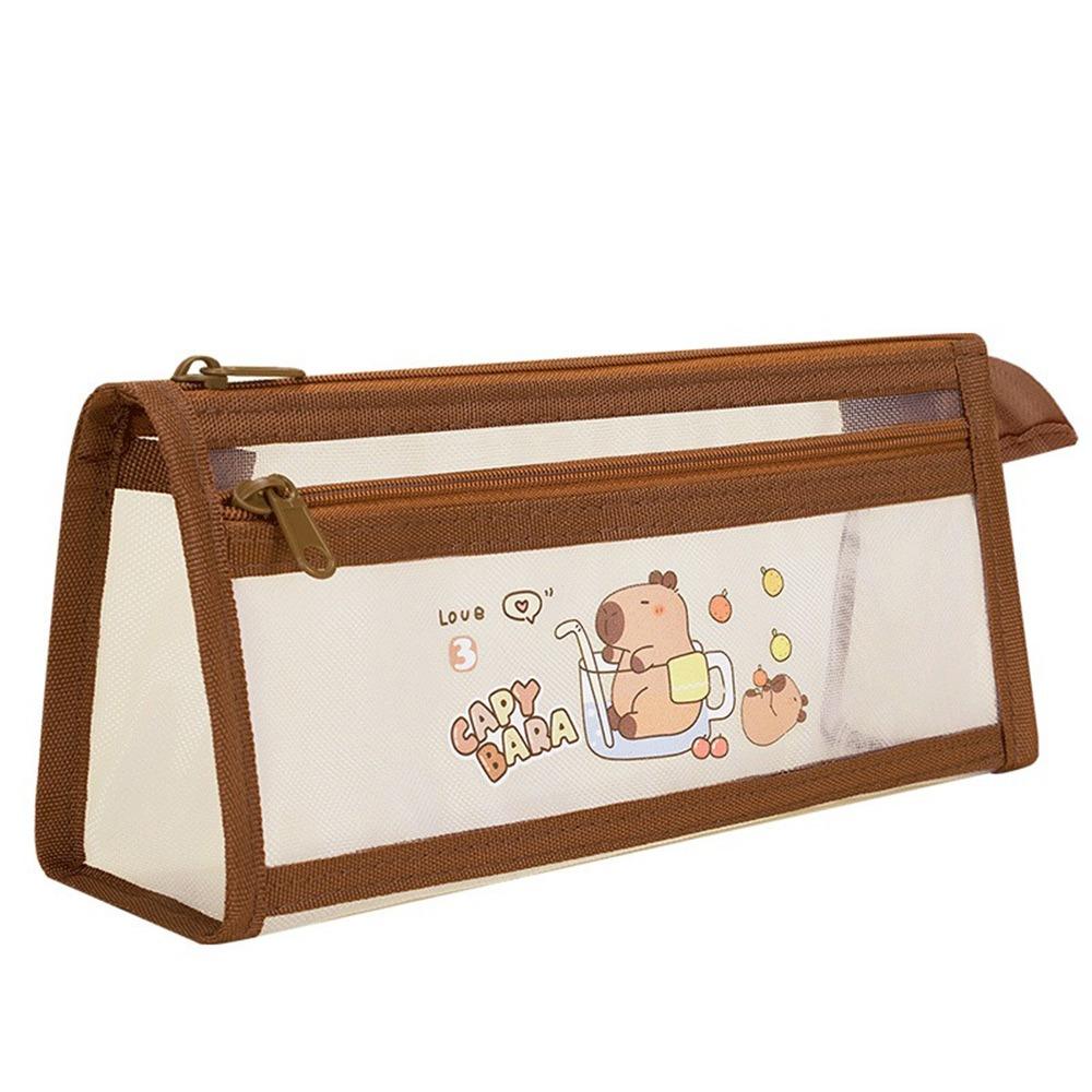 Mesh Pen Bag Capybara Stationery Bag Multi-functional Pencil Case  Gift
