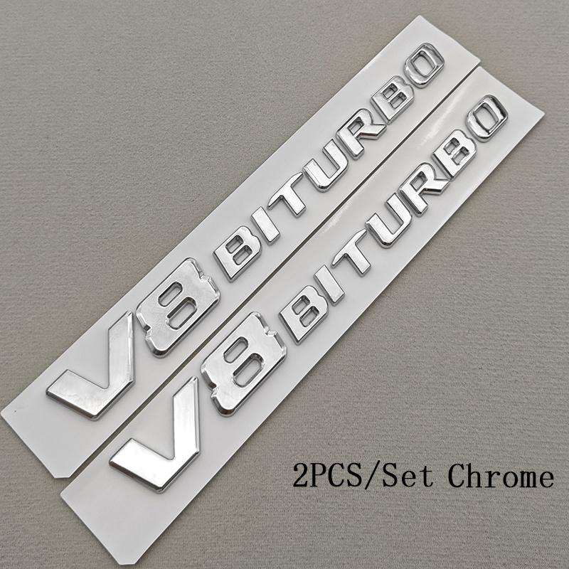 2pcs 3D ABS Car Letter Logo V8 BITURBO Sticker Fender Side Badge Emblem Decal For Mercedes Benz G63 S63 C63 E63 C63S Accessories