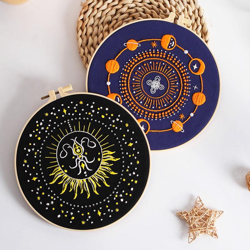 Celestial Embroidery DIY Kit: Moon, Sun & Universe Design