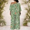 Women Plus Size Two Piece Suit Batwing Sleeve Top Loose Long Pants
