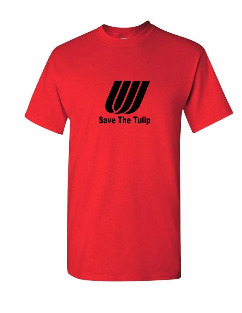 United Airlines Save The Tulip Black Retro Logo Tee US Mens Red Cotton T-Shirt 4XL