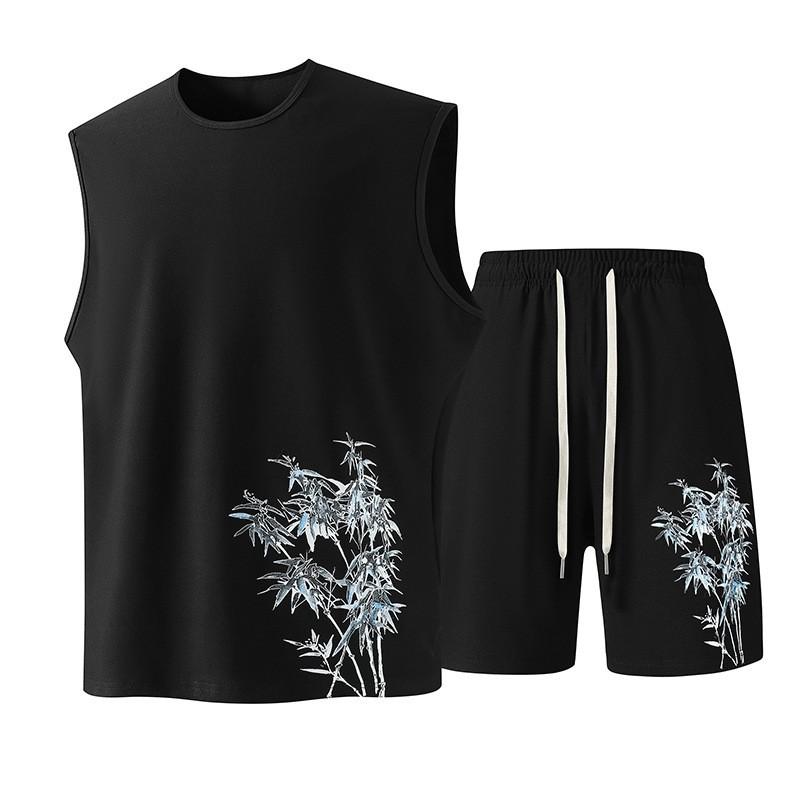 Mens Breathable Quick-Dry Sleeveless Tank Top Shorts Set Sportswear Lightweight Gym Outdoor Casual Wear