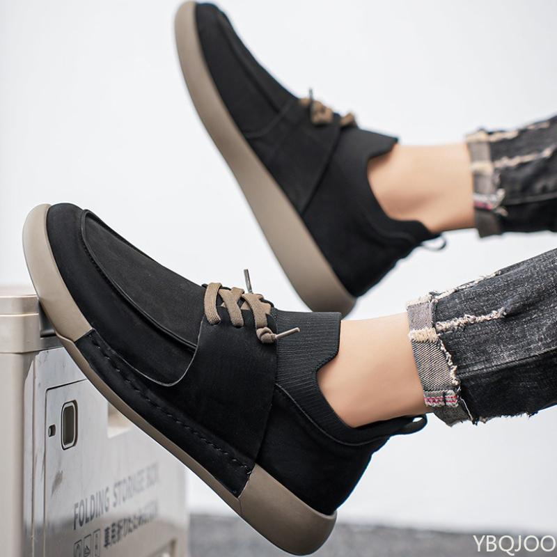 Spring and Autumn Fashion Outdoor Leisure Anti Slip Work Men's Shoes Black Flat Bottom One Foot Sports Men's Single Shoes