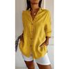 Women's, Elegant Vacation Style, V-neck Top, Loose Shirt, Casual, Slimming, Breathable, Comfortable Shirt
