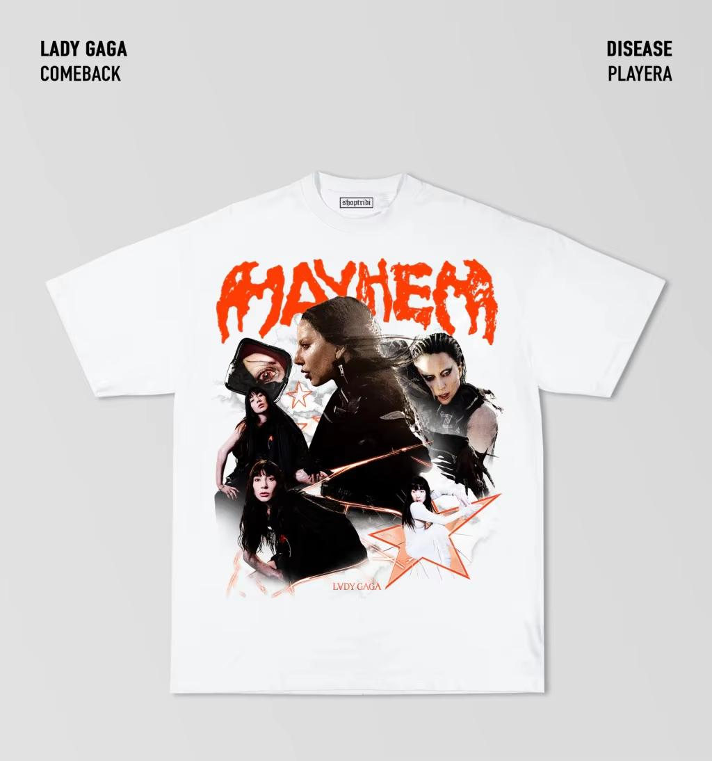 

Літні чоловічі футболки Футболка Lady Gaga Dance or Die Оверсайз Y2K Вуличний хіп-хоп Топ з коротким рукавом Важка бавовна Жіноча футболка M