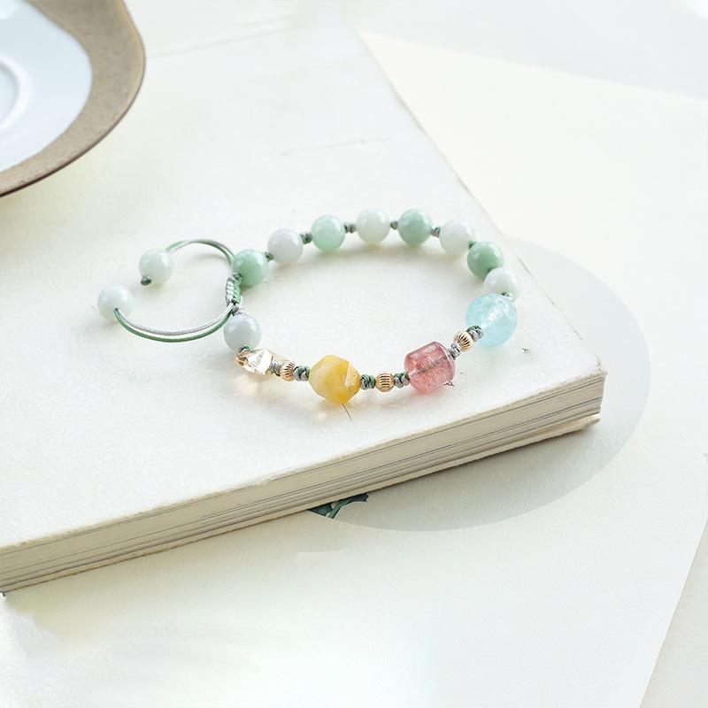 Natural Crystal Bracelet Women'S Strawberry Crystal Accessories Jasper Aquamarine Bracelet