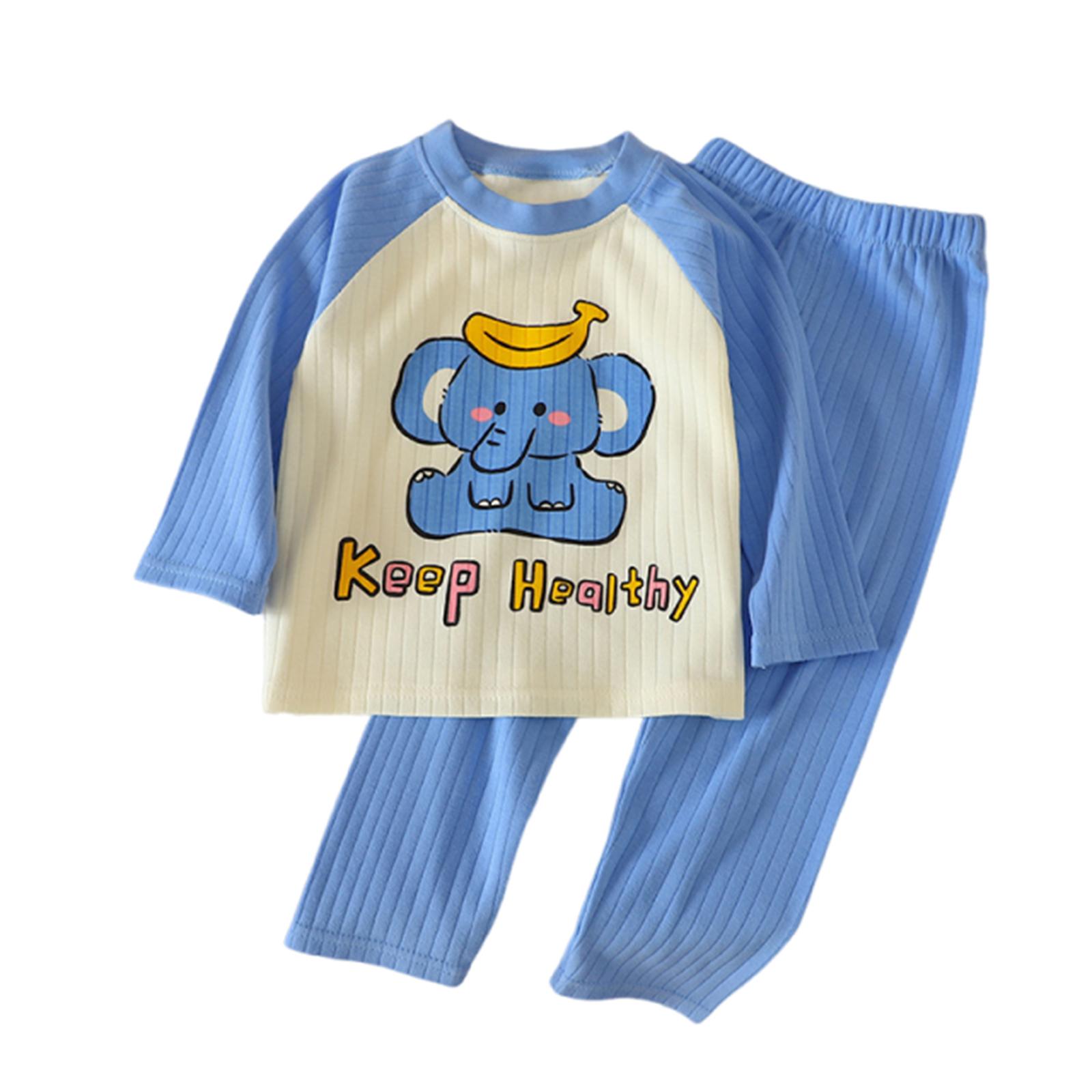 

Children s Fashion Cotton Set Long,sleeved Underwear For Boys And Girls Children s Pyjamas And Loungewear 73 синій