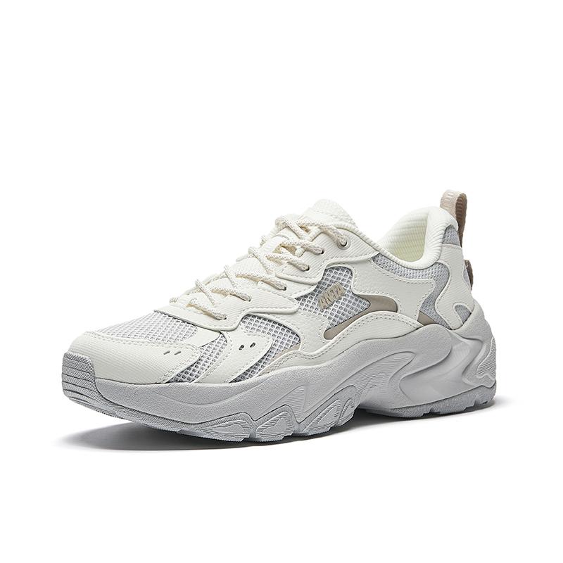 Anta Casual Versatile Shock Absorbing Wear Resistant Low Top Dad Shoes Women sneaker White Gray 922538839-1