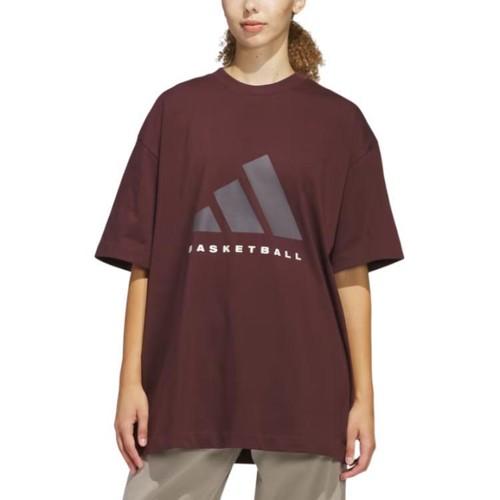 adidas Crew Neck Comfortable Short Sleeve Loose T-Shirt Unisex Aurora Ruby