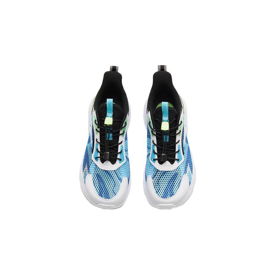 Anta Lace-Up Mesh Durable Breathable Low-Top Running Shoes Kids Sneaker Black White Blue 312325531-5