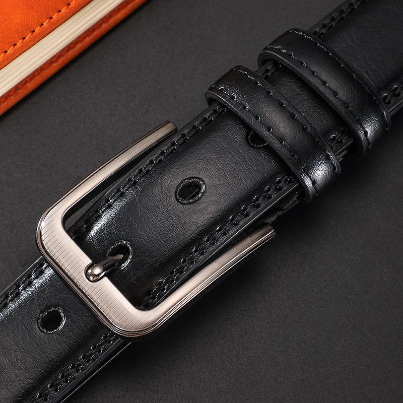 Modny męski pasek z klamrą na pin z prawdziwej skóry - Wszechstronny do noszenia na co dzień i do pracy