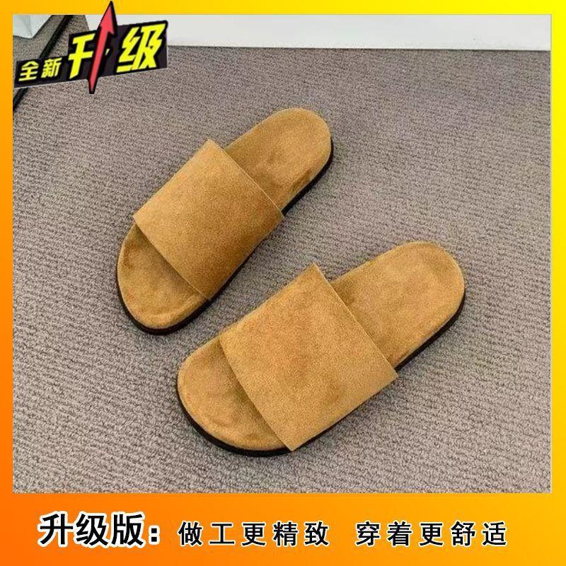 Korean version of comfortable flat-bottomed versatile cool slippers for women in the summer of 2025, new fairy wind one-word cool slippers for wome