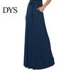 Long Skirt Women Maxi Adjustable Drawstring High-Waisted Solid Color Casual with Pockets Work