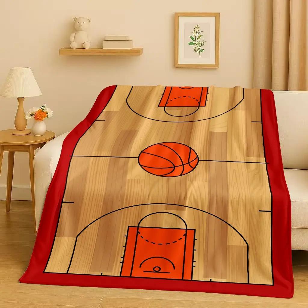 Classic Basketball Court Art Flannel Blanket,Ultra Soft Warm Plush Throw for Home Bedroom Bed Sofa Cover Travel Camping  Gift