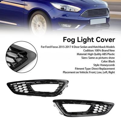 Par Capa da Moldura da Grelha do Farol de Nevoeiro do Para-choque Dianteiro Par para Ford Focus 2015-2017