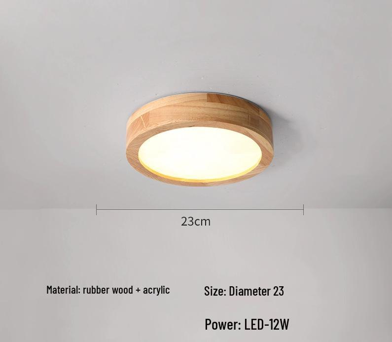 Nordic Solid Wood Round Ceiling Light for Hallway, Entrance, Foyer, or Cloakroom - New Chinese Style