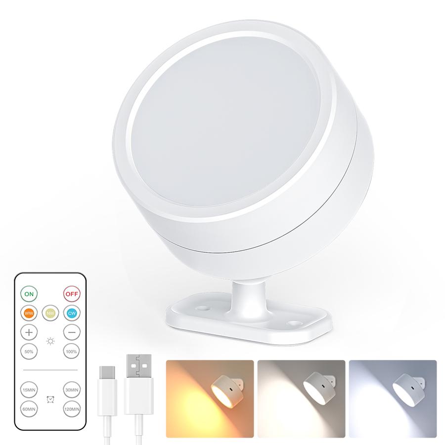 LED Magnetic Wall Sconce Light with Remote Control Dimmable Rechargeable Lamp 360° Rotation Cordless Wall Mount Lamp for Bedroom