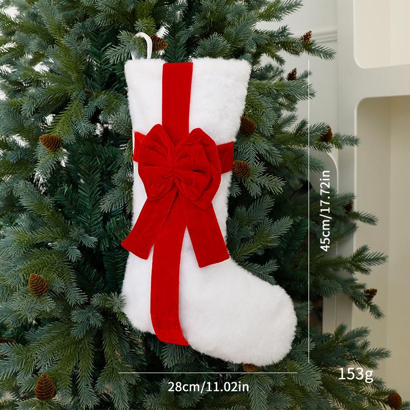 Nordic Bow Knot Plush Christmas Stocking Ornament