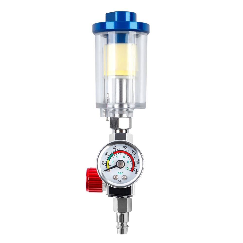 Spray Gun Oil/Water Separator, 1/4" Filter Pressure Regulator, EU Adapter With Air Pressure Regulator, Air Compressor Regulator