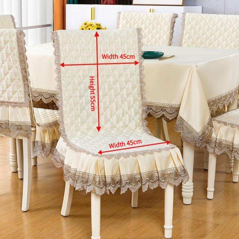 European Ins Style Quilted Dining Chair Dustproof Mat Universal Lace Chair Cover Non Slip and Easy To Clean Dining Chair Mats for Home Restaurants